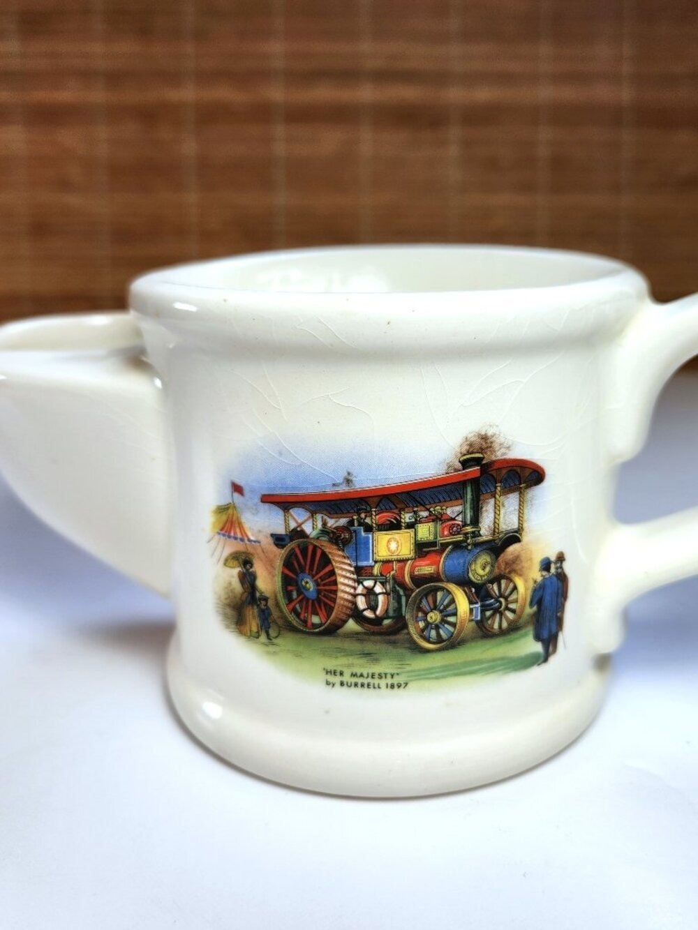 Vintage Wade England Shaving Mug “Her Majesty” Steam Engine Large Transferware